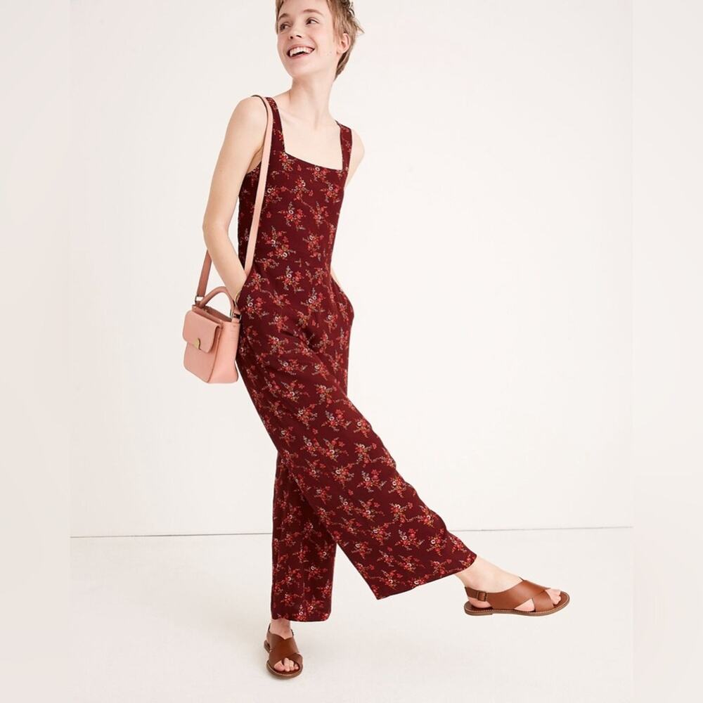 Madewell Apron Bow-Back Jumpsuit in Windowbox Floral Women’s size 0